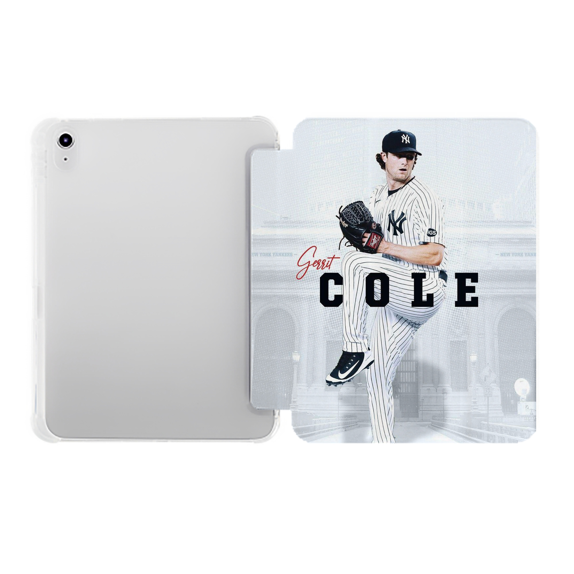 Gerrit Cole 24 Premium Tri-Fold PU Leather & Silicone IPad Case With Pencil Slot – Fits 9.5,10.5,10.9 – Adjustable Stand, Slim, Protective